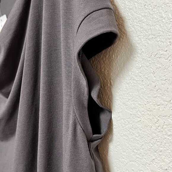 NWT Eileen Fisher Draped Front K/L Dress Grey Short Sleeve Size S - Picture 8 of 15